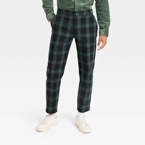 Plaid Tailored Suit Pants | Houston White | Green 30x30